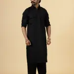 Classy Black Pathani Kurta-Salwar Set | Premium Cotton Traditional Ethnic Wear | Luxury Men's Formal & Festive Ensemble | Timeless Design