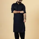 Classy Navy Blue Pathani Kurta-Salwar Set - Elegant Traditional Menswear