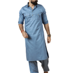 Classy Slate Grey Pathani Kurta-Salwar Set | Premium Cotton Traditional Ethnic Wear | Luxury Men's Formal & Festive Ensemble | Timeless Design