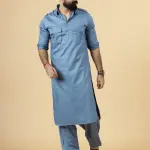 Classy Slate Grey Pathani Kurta-Salwar Set | Premium Cotton Traditional Ethnic Wear | Luxury Men's Formal & Festive Ensemble | Timeless Design