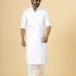 Classy White Pathani Kurta-Salwar Set | Premium Cotton Traditional Ethnic Wear | Luxury Men's Formal & Festive Ensemble | Timeless Design