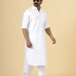 Classy White Pathani Kurta-Salwar Set | Premium Cotton Traditional Ethnic Wear | Luxury Men's Formal & Festive Ensemble | Timeless Design