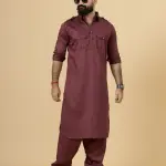 Classy Maroon Pathani Kurta-Salwar Set | Premium Cotton Traditional Ethnic Wear | Luxury Men's Formal & Festive Ensemble | Timeless Design