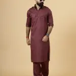 Classy Maroon Pathani Kurta-Salwar Set | Premium Cotton Traditional Ethnic Wear | Luxury Men's Formal & Festive Ensemble | Timeless Design