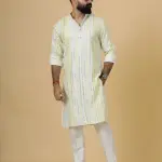 Alluring Yellow Dual Color Mirror Embroidered Kurta-Pajama Set | Premium Handcrafted Ethnic Wear | Luxury Men's Traditional & Festive Ensemble