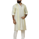 Alluring Yellow Dual Color Mirror Embroidered Kurta-Pajama Set | Premium Handcrafted Ethnic Wear | Luxury Men's Traditional & Festive Ensemble