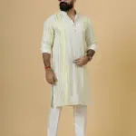 Alluring Yellow Dual Color Mirror Embroidered Kurta-Pajama Set | Premium Handcrafted Ethnic Wear | Luxury Men's Traditional & Festive Ensemble