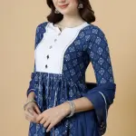 Elegant Navy-Blue Block Printed Sanganeri Kurti-Sharara Set | Traditional Hand Block Print | Premium Cotton | Functional Ethnic Wear | Size XS-XXL | Jaipurio