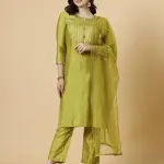 Lawn Green Kurti-Palazzo Set with Sequin Dupatta | Premium Cotton Blend | Traditional Indian Ethnic Wear | Festive Collection | Size XS-XXL | Jaipurio