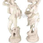 Antique Boy & Girl Statue Set: Renaissance Pair | Garden & Home Art | Authentic Craftsmanship | Classic Decorative Sculptures