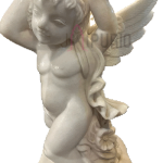 Italian Carrara Marble Baby Angel: Garden Art Masterpiece | Handcarved Cherub | Authentic Carrara Marble | Divine Outdoor Statue