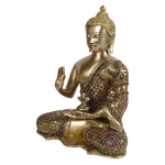 Brass Buddha Vitarka Statue: 21.6x12.7x26.7cm Feng Shui Sculpture | Vastu Religious Art | Home Decor Buddha Idol | Traditional Gift