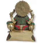 18 Inch Golden Lord Ganesha Idol: Large Temple Grade Murti | Divine Home Pooja Statue | Premium Golden Finish | Sacred Decor Art