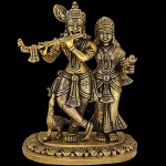 Radha Krishna with Peacock Brass Statue: 7x14x18cm Sacred Art | Divine Love with Peacock | Perfect Gift Decor | Premium Sacred Design