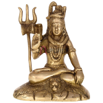 Sitting Lord Shiva Brass Idol: 12.7x8.9x15.2cm Sacred Art | Meditation Pose Divine Statue | Temple Grade Murti | Traditional Design