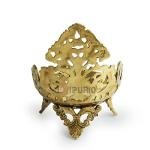 Zeenat Handcarved Three-Legged Brass Diya | 17.5 × 16.8 × 22.6 cm Sacred Oil Lamp, 180 ml | Hand-Etched Traditional Puja Deepak, 2140 gm | Jaipurio