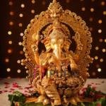 Antique Gold Brass Ganesh Idol | Traditional 38.1 × 15.2 × 27.9 cm Temple Murti | Handcrafted Ganesha Statue with Vintage Finish | Premium Decor | Jaipurio