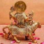 Antique Golden Durga Devi Brass Idol | Traditional 22.9 × 8.9 × 22.9 cm Table Top Murti | Handcrafted Mata Statue | Premium Decor | Jaipurio