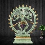 Vintage Brass Nataraja | 20" x 17" x 6" | 12 kg | Green Patina | Dancing Shiva Cosmic Dance | Sacred Hindu Art | Jaipurio