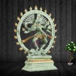 Vintage Brass Nataraja | 20" x 17" x 6" | 12 kg | Green Patina | Dancing Shiva Cosmic Dance | Sacred Hindu Art | Jaipurio