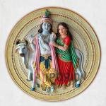 Radha Krishna with Cow Wall Sculpture | Grand 121.92 × 121.92 × 15.24 cm Sacred Metal Art | Premium 20 kg Divine Masterpiece