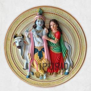 Radha Krishna with Cow Wall Sculpture | Grand 121.92 × 121.92 × 15.24 cm Sacred Metal Art | Premium 20 kg Divine Masterpiece