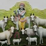 Monumental Lord Krishna with Cows Wall Sculpture | Grand 152.4 × 243.84 × 20.32 cm Sacred Metal Art | Premium 30 kg Divine Masterpiece