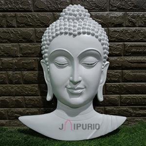 Lord Buddha Head Wall Hanging Sculpture | 76.2 cm x 61 cm x 10.2 cm | 4 kg Fiberglass & Marble | Serene Buddhist Art Decor | Meditation Gift | Jaipurio