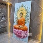 Elegant Buddha Sitting With Tree Wall Mural | 213.4 x 106.7 x 15.2 cm | 25 kg Fiberglass & Marble | Serene Zen Home Decor | Enlightenment Art | Jaipurio