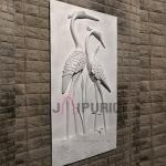 Elegant Crane Wall Hanging Sculpture (4ft x 2ft x 3in, 7 KG) | Modern Fiberglass Art | Premium Marble Powder Finish | Contemporary Home Decor by Jaipurio