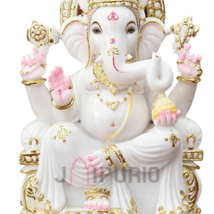 Ganesha Idol: Exquisite Marble Murti | Hand-Carved Spiritual Decor, Hindu God Statue | Remover of Obstacles | Authentic Indian Art