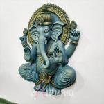 Lord Ganesha Wall Sculpture (106.7 cm × 81.3 cm × 20.3 cm/42" × 32" × 8", 20000 g) | Divine Spiritual Art | Premium Fiberglass with Marble Powder by Jaipurio