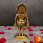 9" Brass Standing Hanuman Idol | Pure Devotion Murti | Temple Art Statue