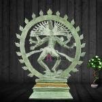 Vintage Brass Nataraja | 20" x 17" x 6" | 12 kg | Green Patina | Dancing Shiva Cosmic Dance | Sacred Hindu Art | Jaipurio