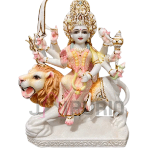 Goddess Durga Marble Statue: Divine Hand-Carved Murti | Spiritual Decor, Festival Gift | Symbol of Power | Authentic Indian Art