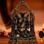 12" Dual Tone Vishnu Lakshmi on Garuda Brass Idol | Antique Patina Divine Couple | Sacred Temple Art