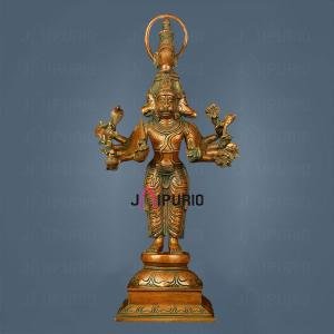 Bronze Finish Brass Lord Panchmukhi Hanuman Statue 22" | 10.2 kg Timeless Charm | Spiritual Significance & Artistic Mastery | 10" Width, 7" Depth