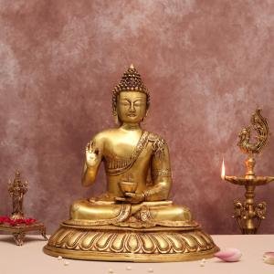 Handcrafted 20-Inch Superfine Brass Buddha Statue | Premium Spiritual Sculpture | Traditional Buddhist Artistry