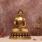 Handcrafted Large Brass Blessing Buddha Statue | Premium 21-Inch Spiritual Sculpture | Traditional Buddhist Artistry