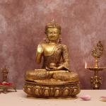 Handcrafted Large Size Brass Buddha Statue | Premium 20.6-Inch Spiritual Sculpture | Traditional Buddhist Artistry