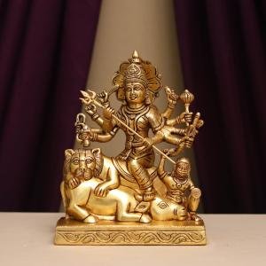 Handcrafted Super Fine Brass Durga Mata Idol | Premium 10-Inch Spiritual Sculpture | Traditional Hindu Artistry