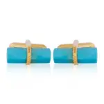 Turquoise Bar Cufflink | Natural Stone | Gold Accent | Jaipurio