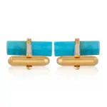 Turquoise Bar Cufflink | Natural Stone | Gold Accent | Jaipurio