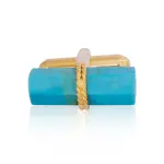 Turquoise Bar Cufflink | Natural Stone | Gold Accent | Jaipurio