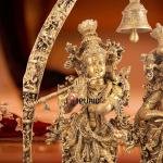 Brass Radha Krishna with Arch Idol | 45" x 30" x 10" (114 x 76 x 25 cm) | 71 kg Superfine Enhanced Carving | Temple Grade Divine Statue | Krishna Leela Art