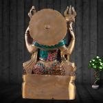 Brass Sitting Ardhanarishwara Statue | 9.5" x 6" x 3" | 4.5 kg | Stone Inlay Work | Shiva Parvati Divine Unity | Sacred Hindu Art | Jaipurio