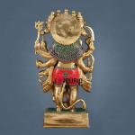 Brass Panch Mukhi Hanuman Statue 17.5" | Intricate Stonework | 12 kg Superfine Standing Idol | 8.5" Width, 4.5" Depth | Divine Presence for Spiritual Ambiance