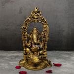 8.9" Pure Brass Diya with Ganesh Idol | Sacred Lamp | Divine Grace Art