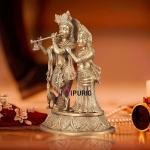 Pure Brass Radha Krishna with Peacock Idol 16" | Divine Love Sculpture | Intricate Craftsmanship | 9.44 kg Spiritual Elegance | Home Altar Decor Masterpiece