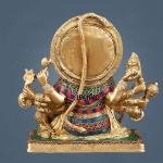 Pure Brass Superfine Panchmukhi Hanuman Blessing Statue 10" | Multicolour Meenakari Stonework | 4.8 kg Finely Detailed | Invoke Divine Blessings | 9" Width, 5" Depth